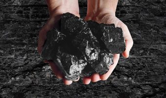 Hands holding clean nuggets of coal